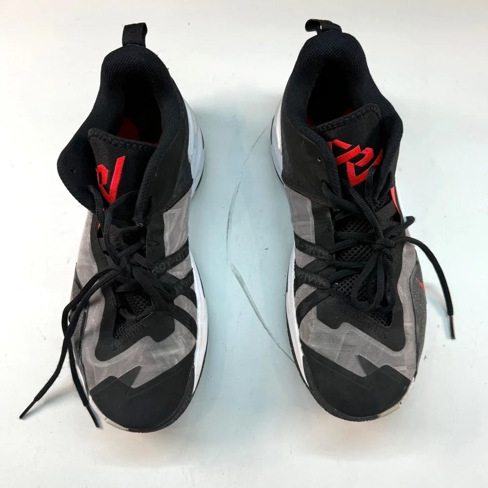 Jordan One Take 3 Black White Red Basketball Athletic Shoes Size 9.5 Men's